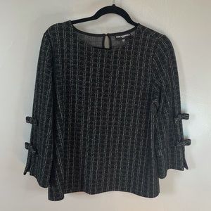 Karl Lagerfeld Tweed Plaid Bow Sleeve Top